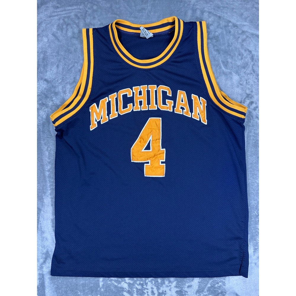 True School Authentics Michigan Jersey Mens XL Navy Blue Basketball Mesh #4